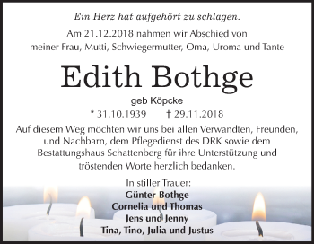 Traueranzeige von Edith Bothge von Mitteldeutsche Zeitung Quedlinburg