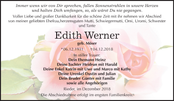 Traueranzeige von Edith Werner von Mitteldeutsche Zeitung Quedlinburg