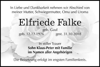 Traueranzeige von Elfriede Falke von Mitteldeutsche Zeitung Bernburg