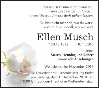 Traueranzeige von Ellen Musch von Mitteldeutsche Zeitung Aschersleben