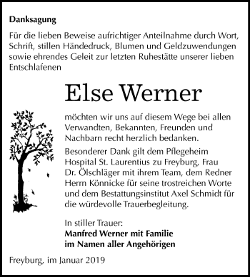 Traueranzeige von Else Werner von Mitteldeutsche Zeitung