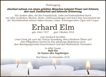 Traueranzeige von Erhard Elm von WVG - Wochenspiegel NMB / WSF / ZTZ