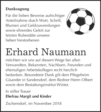 Traueranzeige von Erhard Naumann von WVG - Wochenspiegel Bitterfeld