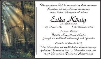 Traueranzeige von Erika König von WVG - Wochenspiegel Quedlinburg