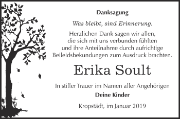 Traueranzeige von Erika Soult von Super Sonntag Wittenberg