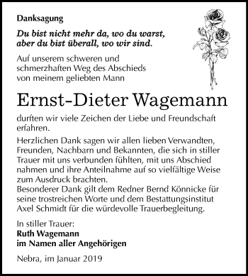 Traueranzeige von Ernst-Dieter Wagemann von Mitteldeutsche Zeitung Naumburg/Nebra