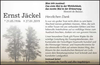 Traueranzeige von Ernst Jäckel von Mitteldeutsche Zeitung