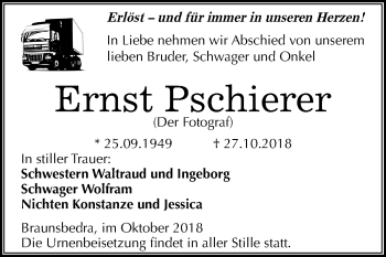 Traueranzeige von Ernst Pschierer von Mitteldeutsche Zeitung Merseburg/Querfurt