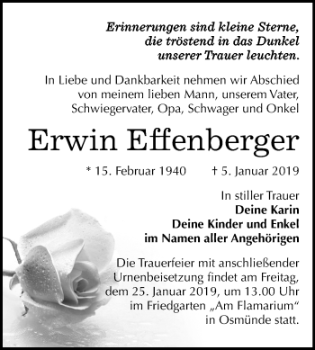 Traueranzeige von Erwin Effenberger von Mitteldeutsche Zeitung Halle/Saalkreis