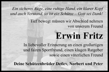 Traueranzeige von Erwin Fritz von Mitteldeutsche Zeitung Wittenberg