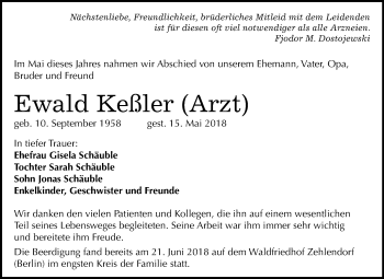 Traueranzeige von Ewald Keßler von Mitteldeutsche Zeitung Wittenberg