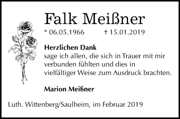 Traueranzeige von Falk Meißner von Mitteldeutsche Zeitung