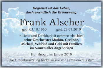 Traueranzeige von Frank Alscher von Mitteldeutsche Zeitung Merseburg/Querfurt