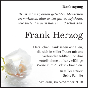 Traueranzeige von Frank Herzog von Mitteldeutsche Zeitung Bitterfeld