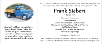Traueranzeige von Frank Siebert von Mitteldeutsche Zeitung