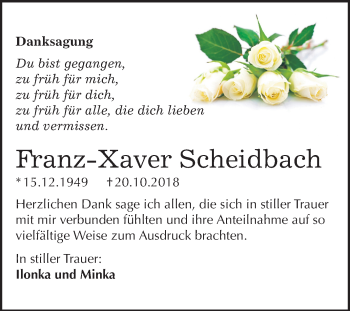 Traueranzeige von Franz-Xaver Scheidbach von Mitteldeutsche Zeitung Bitterfeld
