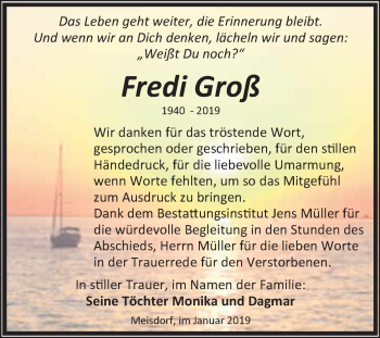 Traueranzeige von Fredi Groß von Super Sonntag Aschersleben
