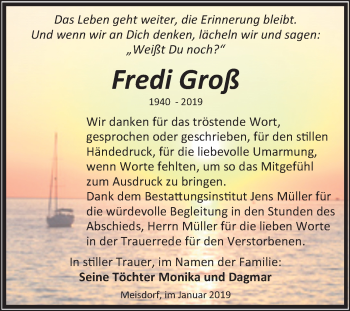 Traueranzeige von Fredi Groß von Mitteldeutsche Zeitung