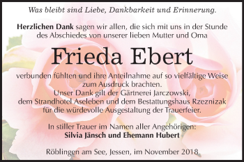 Traueranzeige von Frieda Ebert von Mitteldeutsche Zeitung Aschersleben