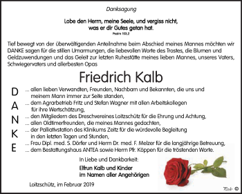 Traueranzeige von Friedrich Kalb von WVG - Wochenspiegel NMB / WSF / ZTZ