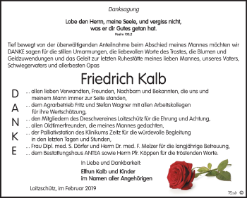 Traueranzeige von Friedrich Kalb von Mitteldeutsche Zeitung Zeitz