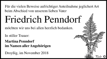 Traueranzeige von Friedrich Penndorf von Mitteldeutsche Zeitung Zeitz