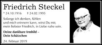 Traueranzeige von Friedrich Steckel von Mitteldeutsche Zeitung Halle/Saalkreis