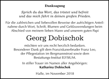 Traueranzeige von Georg Dobischok von Mitteldeutsche Zeitung Halle/Saalkreis