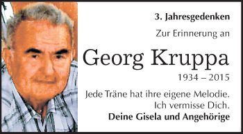 Traueranzeige von Georg Kruppa von Mitteldeutsche Zeitung Dessau-Roßlau