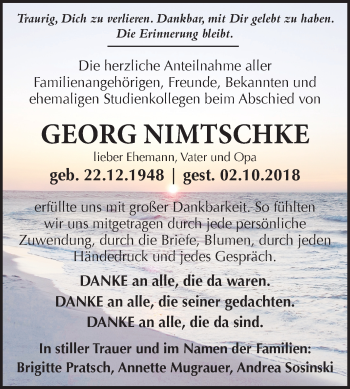 Traueranzeige von Georg Nimtschke von Mitteldeutsche Zeitung Halle/Saalkreis