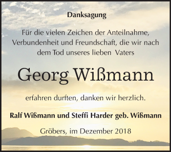 Traueranzeige von Georg Wißmann von Mitteldeutsche Zeitung Halle/Saalkreis