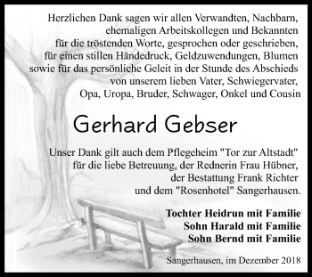 Traueranzeige von Gerhard Gebser von Mitteldeutsche Zeitung Sangerhausen