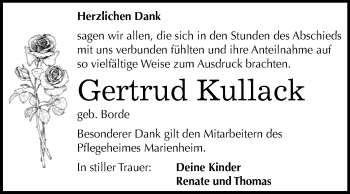 Traueranzeige von Gertrud Kullack von Mitteldeutsche Zeitung Dessau-Roßlau