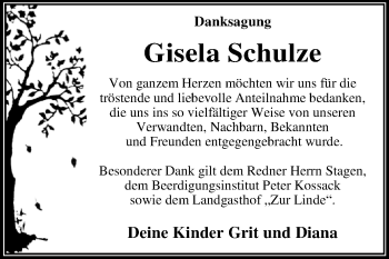 Traueranzeige von Gisela Schulze von WVG - Wochenspiegel Dessau / Köthen