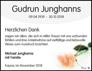 Traueranzeige von Gudrun Junghanns von Mitteldeutsche Zeitung Zeitz