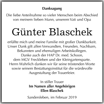 Traueranzeige von Günter Blaschek von Mitteldeutsche Zeitung