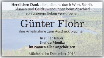 Traueranzeige von Günter Flohr von Mitteldeutsche Zeitung Merseburg/Querfurt