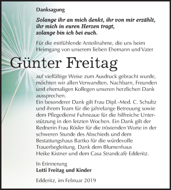 Traueranzeige von Günter Freitag von Mitteldeutsche Zeitung Köthen