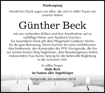 Traueranzeige von Günther Beck von Mitteldeutsche Zeitung Quedlinburg