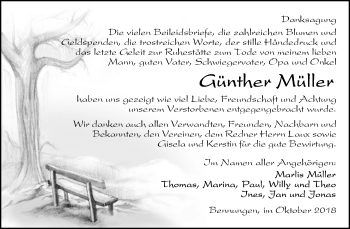 Traueranzeige von Günther Müller von Mitteldeutsche Zeitung Sangerhausen