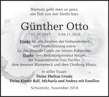Traueranzeige von Günther Otto von Super Sonntag Wittenberg