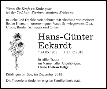 Traueranzeige von Hans-Günter Eckardt von Mitteldeutsche Zeitung Aschersleben