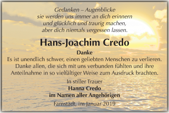 Traueranzeige von Hans-Joachim Credo von Mitteldeutsche Zeitung Merseburg/Querfurt