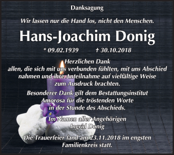 Traueranzeige von Hans-Joachim Donig von Mitteldeutsche Zeitung Dessau-Roßlau