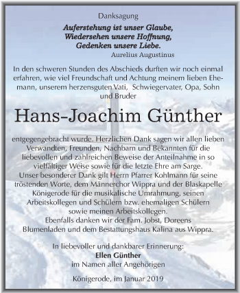Traueranzeige von Hans-Joachim Günther von WVG - Wochenspiegel Quedlinburg