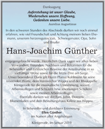 Traueranzeige von Hans-Joachim Günther von Mitteldeutsche Zeitung Quedlinburg