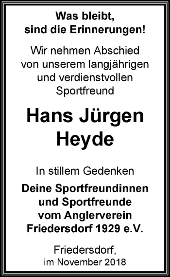 Traueranzeige von Hans Jürgen Heyde von Mitteldeutsche Zeitung Bitterfeld