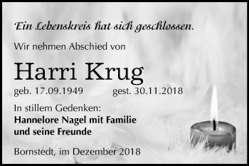 Traueranzeige von Harri Krug von Mitteldeutsche Zeitung Aschersleben