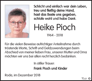 Traueranzeige von Heike Pioch von Super Sonntag Zeitz