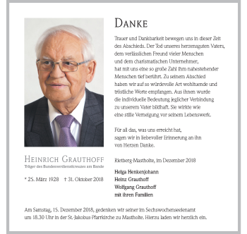 Traueranzeige von Heinrich Grauthoff von Mitteldeutsche Zeitung
